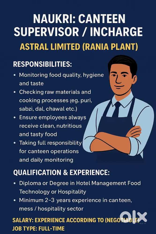 Canteen Supervisor / Incharge