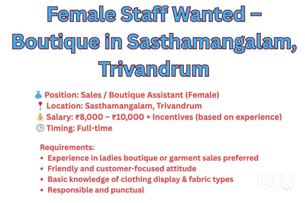 Female Staff For a Boutique