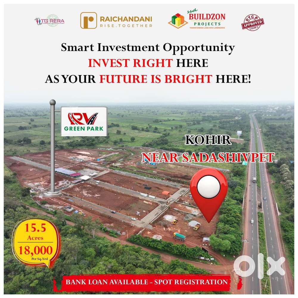 Highway facing plots near Sadashivpet Kohir Hyderabad, DTCP & RERA