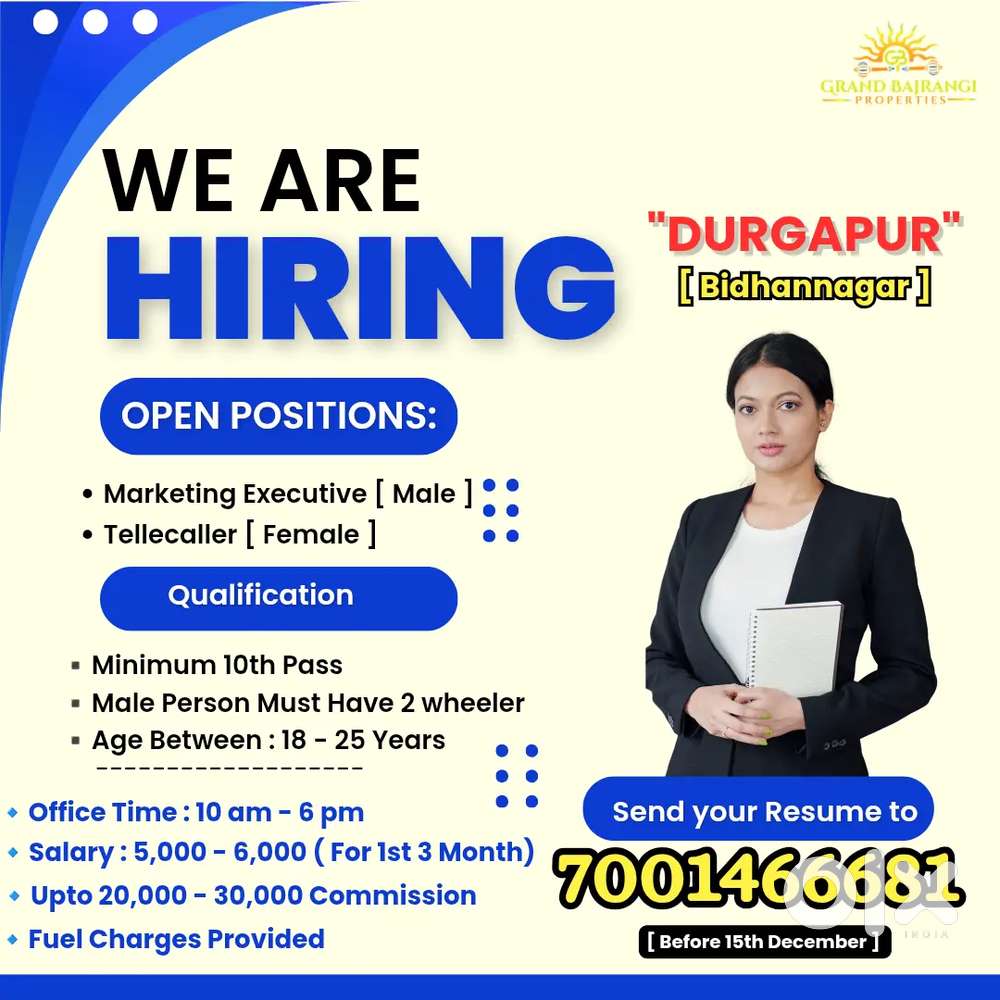 Required Female Tellecaller  & Male Marketing Executive