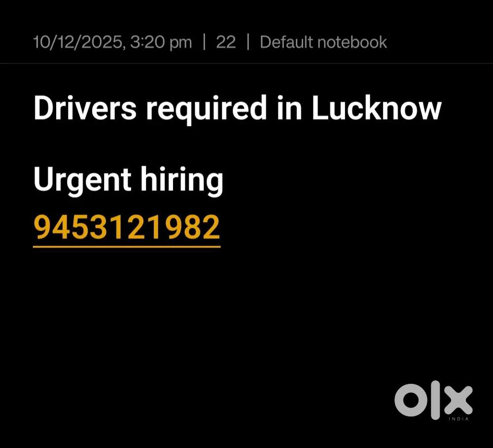 Urgent hiring for driver