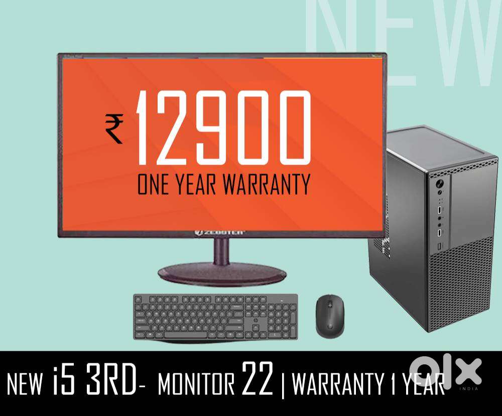 FULLSET COMPUTER  NEW MONITOR  CPU  WARRANTY 1 YEAR  DESKTOP
