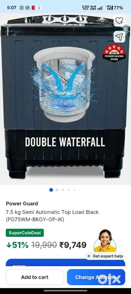 Power gard semi automatic washing machine 7.5 kg