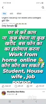 Work from home for female