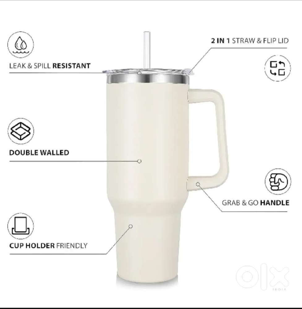Tumbler vaccume sealed cup with handle.