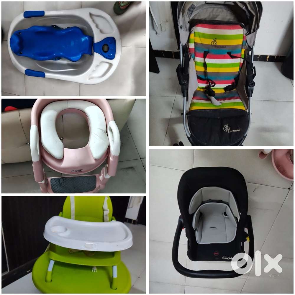 Baby package: Stroller, baby cot, bath tub, toilet seat, feeding chair