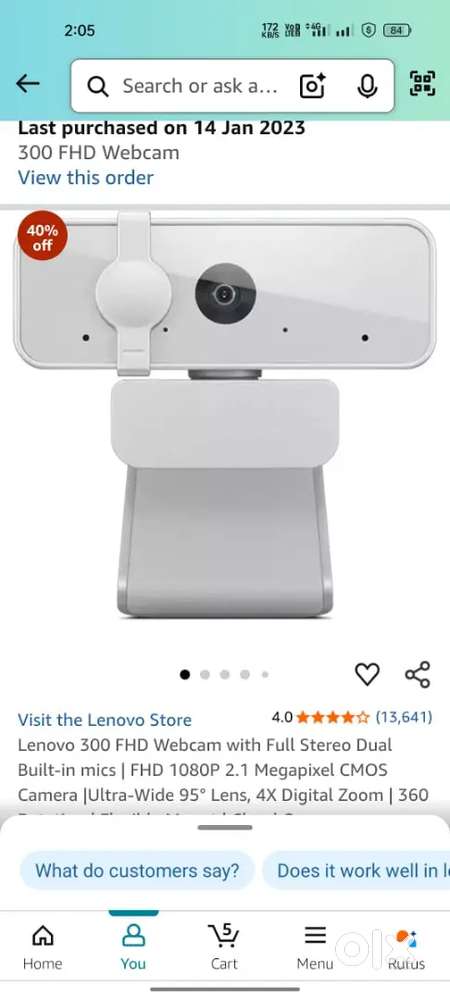 Web Cam Lenvo Fhd 300 & Mouse Gm 700