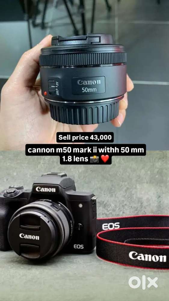 Camera m50 mark 2 ,with 50mm lens, kit lens, 2 battery