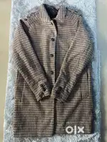 Branded check overcoat
