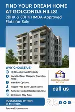 3BHK HMDA Approved Luxury Flat for Sale Golconda Hills Near Tolichowki