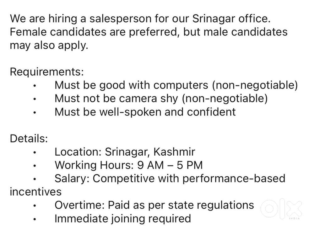 Hiring a receptionist.