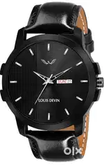 Louis Devin Black Leather Watch + Original Box — Working