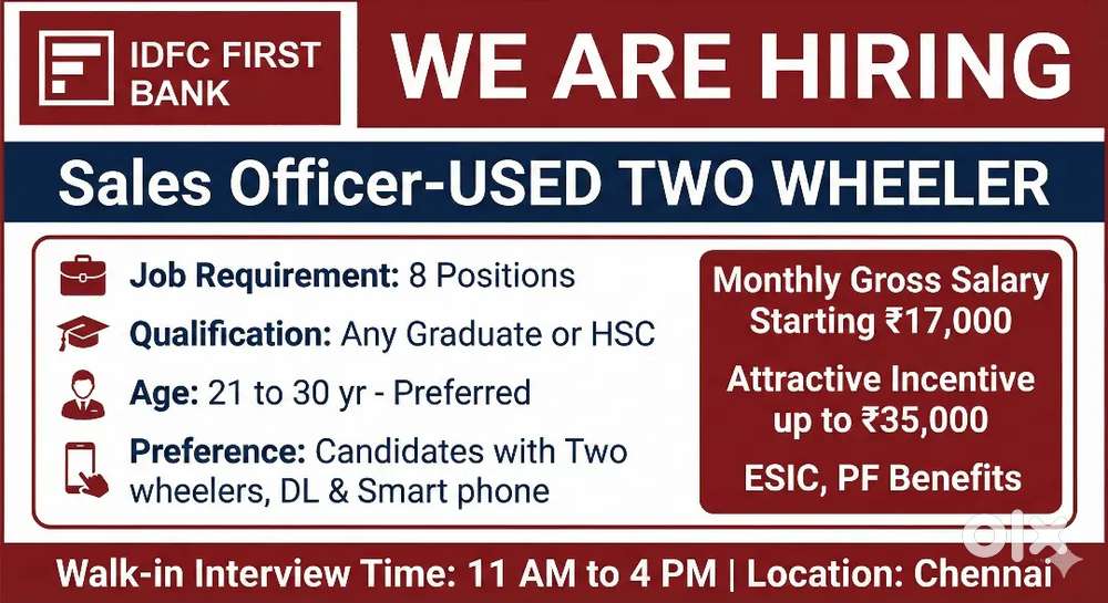 SALES OFFICER - USED - TW (IDFC FIRST BANK)