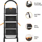 Foldable Step Ladder, Safety-Clutch Lock, Ribbed Steps, 5 steps