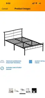 Amazon Brand - Solimo Rame Metal Double Size Bed