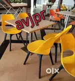 New plastic designer chair with single stand table cafe furniture