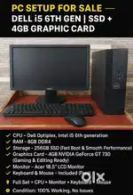 Dell i5 6Gen gaming PC Setup, 8GB RAM, 256GB SSD, 4GB Graphics,FullSet