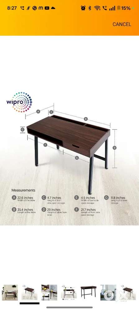 Wipro wood office table with chair