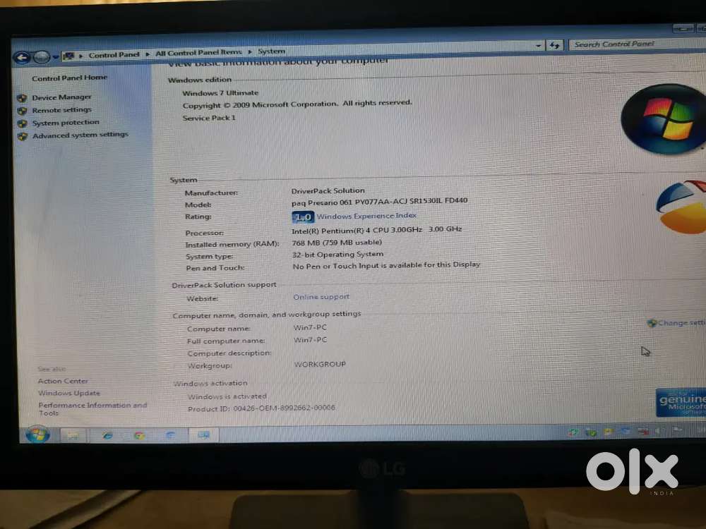 Windows 7 old pc