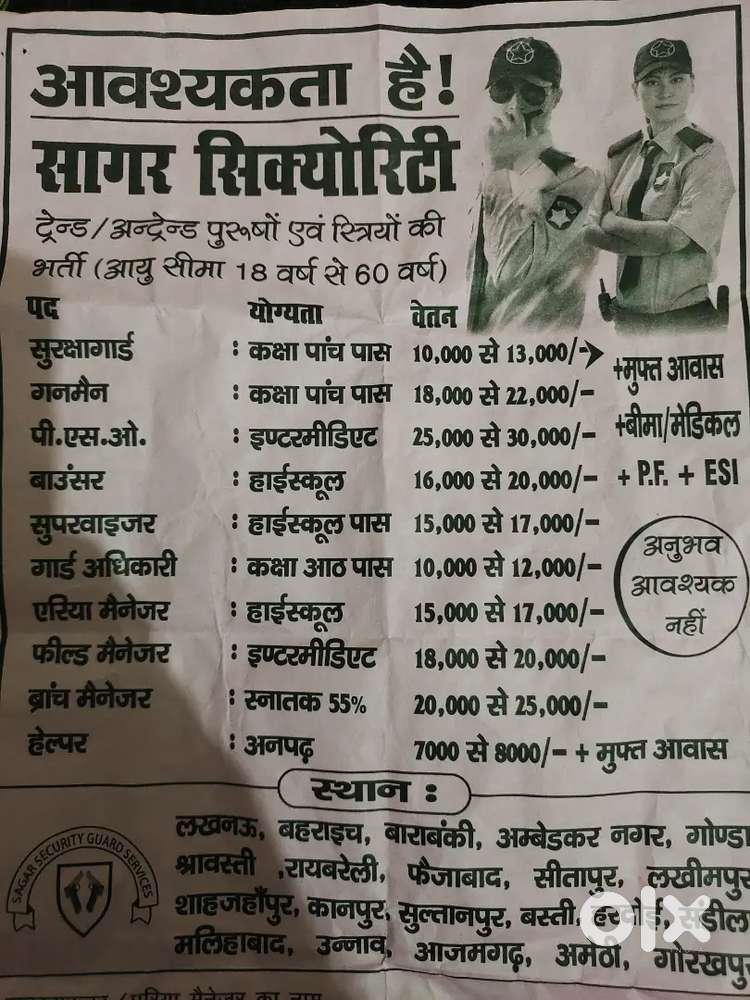 Multiple jobs available for everyone with house