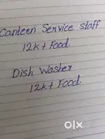 Canteen service staff, Dish washer