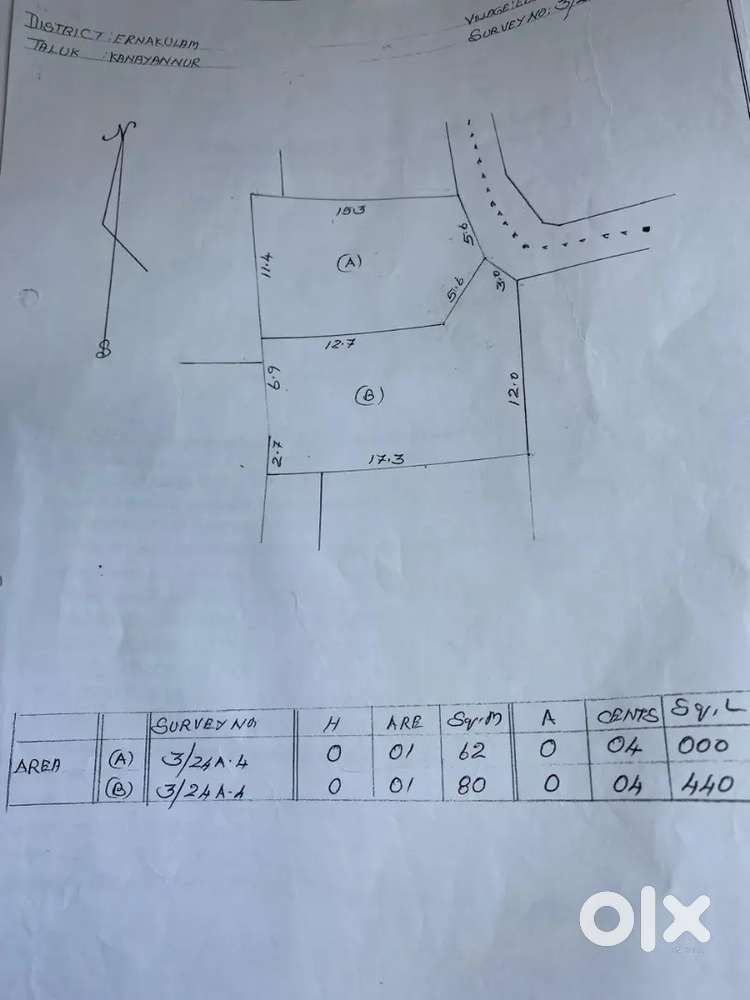 4cent land sale near edapaaly church