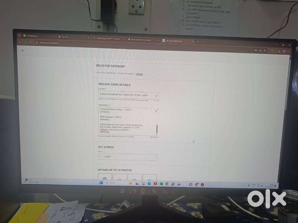 SAMSUNG MONITOR 27INCH HD ULTRA 1080P