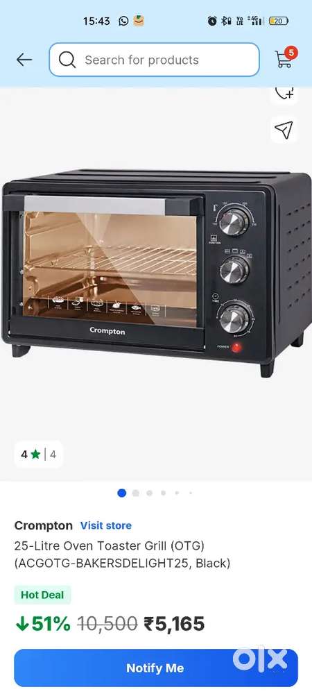 Crompton otg fresh condition...dot less..