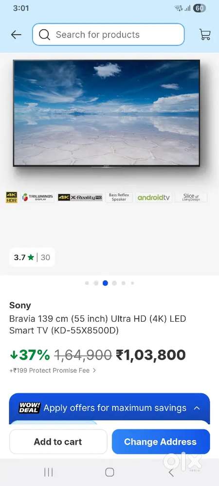 Sony 55 inch 4k HDR android tv slim metal body 55x8500d