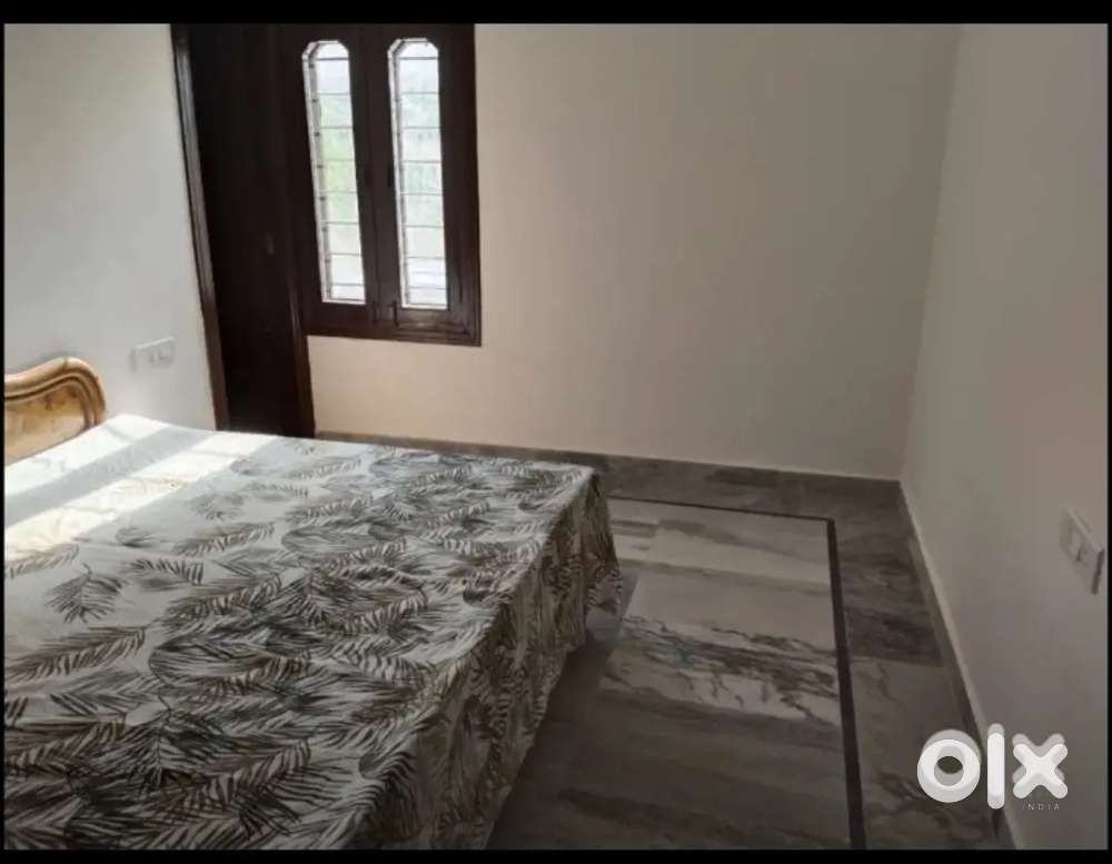 Ac room with washroom almirah bed fridge kitchengas utensils