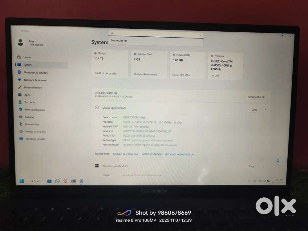 Asus vivobook x512f 15000/- LENOVO G500S 6000/-