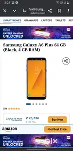 Samsung Galaxy a6+ in good condition with case and tempered