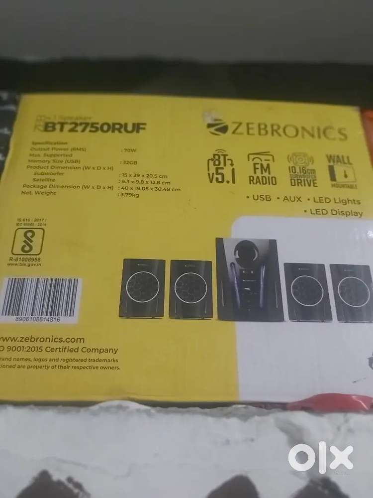 Zebronics 4.1 home theater with box and remote with Bluetooth