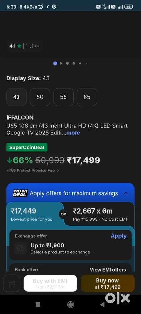 IFFALCON 43 INCH TV Just 2 Month's Old