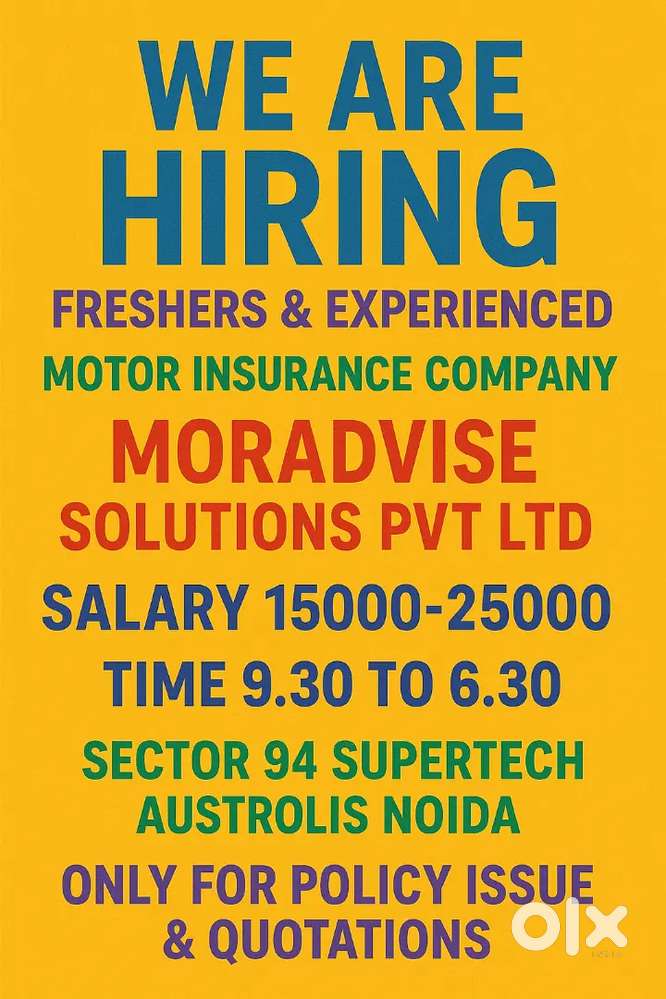 Jobs  noida 94 sector motor insurance