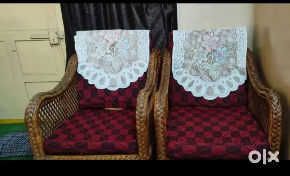 Cane chairs set and damro brand sofa