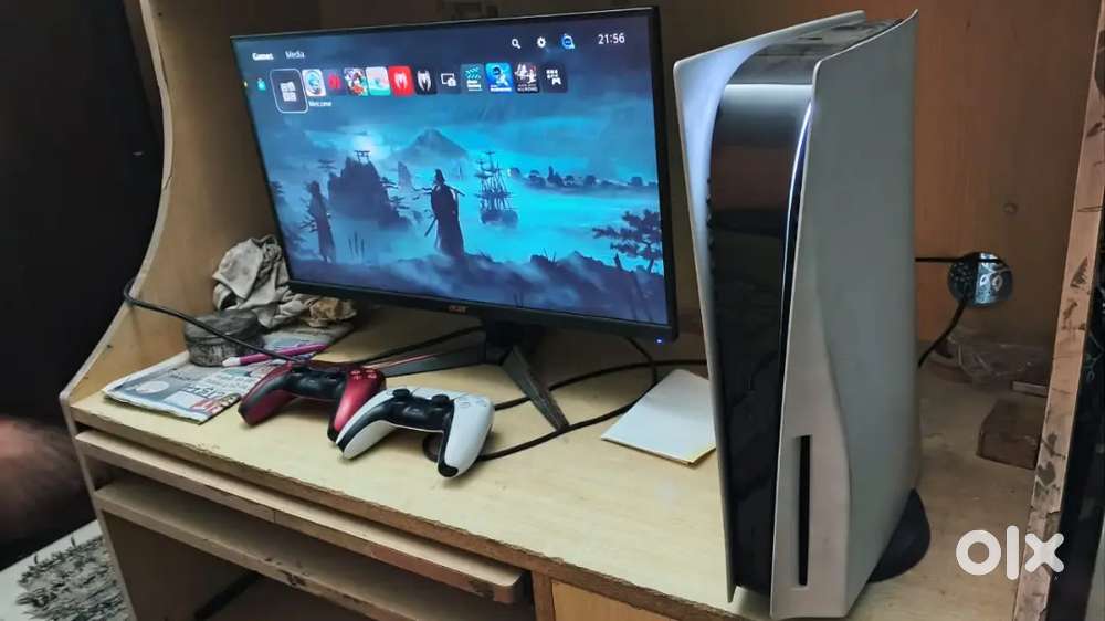 PS5 with two controllers