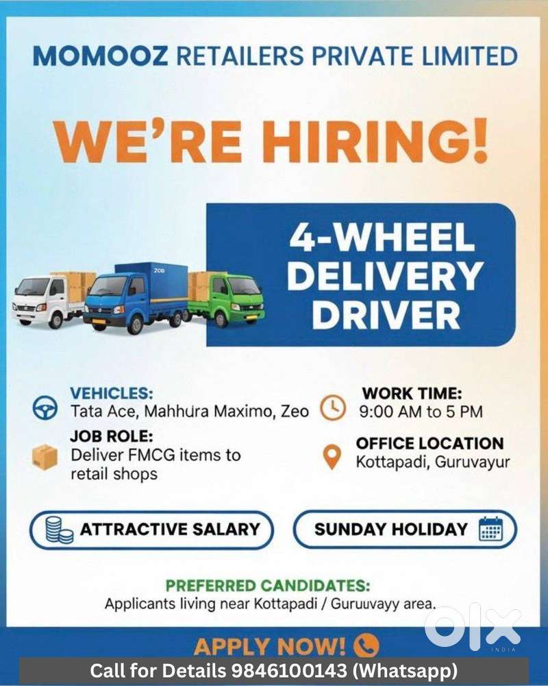 4 Wheel Delivery Staff at Kottapady - Guruvayur