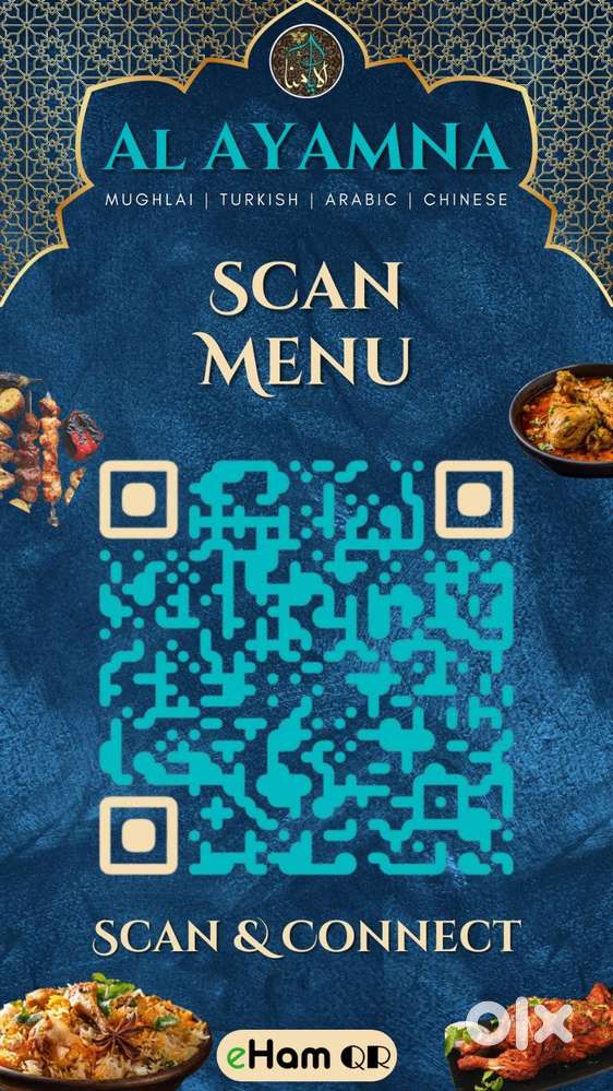 Digital QR Menu for cafe restaurant and food outlets with stand