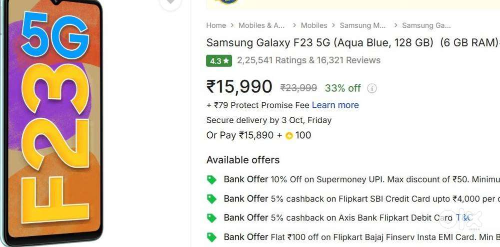 Samsung F23 5G Sale - 6 GB RAM