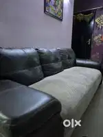 HOME-CENTER 7 SEATER SOFA (BLACK & BEIGE)