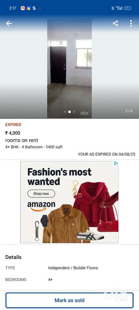 Room on rent for working men specially and students