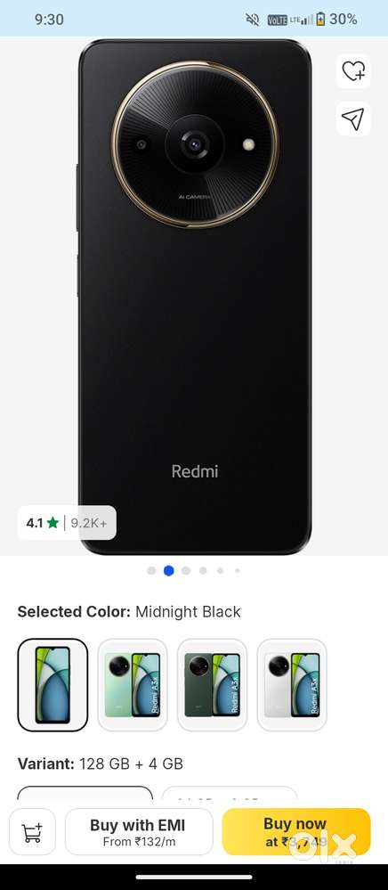 This phone storage 128GB ram, 4G rom. This mobile model is Redmi A3x,