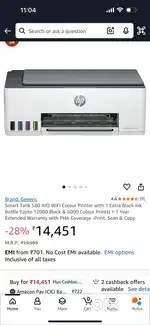 Ho 580 colur printer one year old