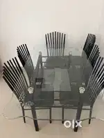 Elegant Glass Dining Table with 6 Chairs