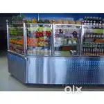 Stainless steel sweet counter with glass door and rack for sale
