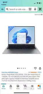 Honor magicbook x16 16/512gb