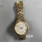 Timex stainless steel gold analog chronograph watch for women
