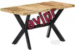 New x frame table with wooden top restaurant furniture cafe table