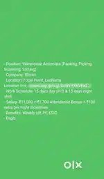 Any interest person contact me For blinkit job in Warehouse